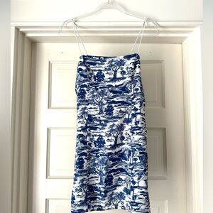 Blue and white dress